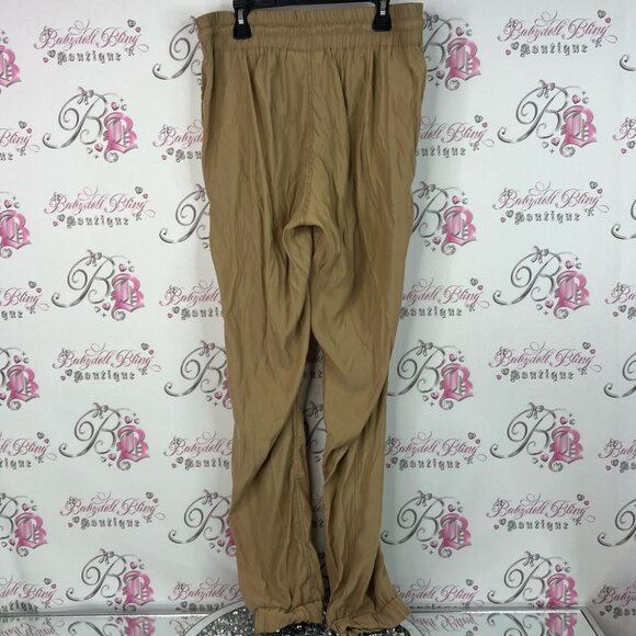Jeanswest joggers cuff bottom brown Tan Drawstring Pants cargo style tie up - Picture 2 of 7
